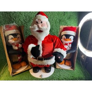 Gemmy 2007 Animated 3 Piece Trio Band Santa & Penguins